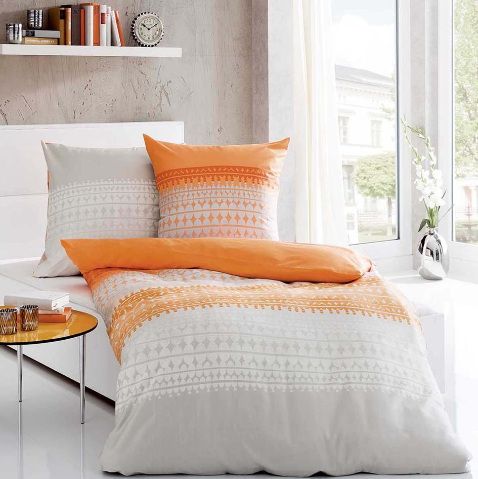posteljnina kaeppel linon - oranžna